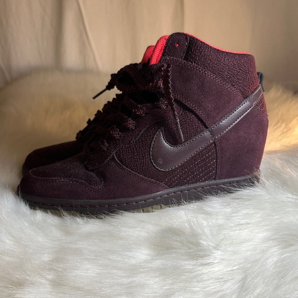 Nike Dunk Sky High Top Court Black Purple Suede Leather Wedge Sneakers Size 7
